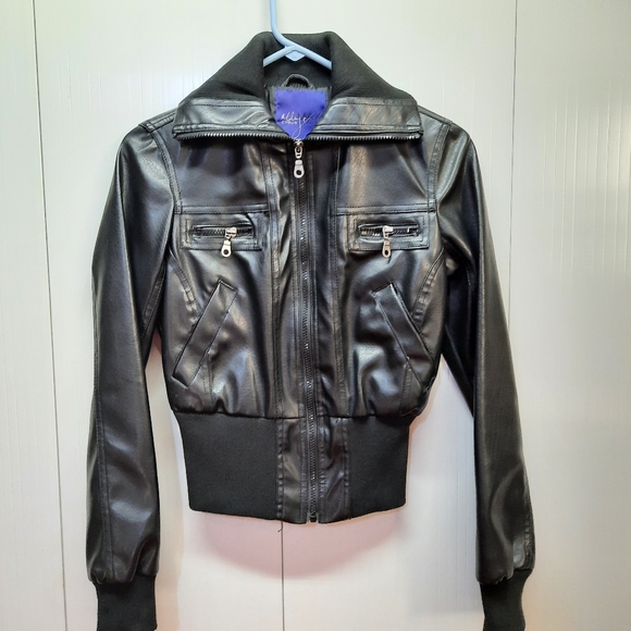 Miley Cyrus Max Azria Faux Leather Girl's Jacket Black size S - Picture 7 of 16